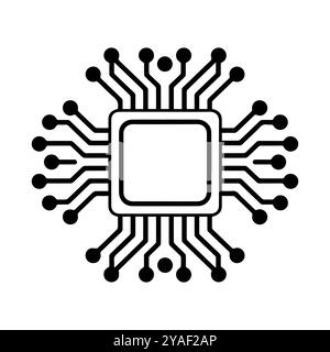 CPU icon or modern line symbol. Vector line art and icon design with bold outline. Black and white Pixel Perfect minimalistic symbol isolated white ba Stock Vector