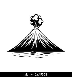 volcano icon or modern line symbol. Vector line art and icon design with bold outline. Black and white Pixel Perfect minimalistic symbol isolated whit Stock Vector