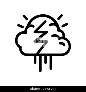 storm icon or modern line symbol. Vector line art and icon design with bold outline. Black and white Pixel Perfect minimalistic symbol isolated white Stock Vector