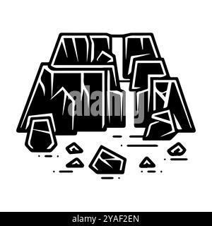 quarry icon or modern line symbol. Vector line art and icon design with bold outline. Black and white Pixel Perfect minimalistic symbol isolated white Stock Vector