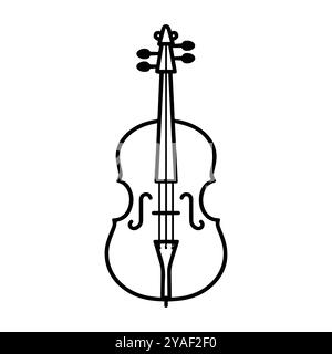 cello icon or modern line symbol. Vector line art and icon design with bold outline. Black and white Pixel Perfect minimalistic symbol isolated white Stock Vector