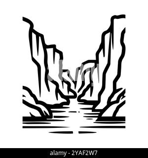 canyon icon or modern line symbol. Vector line art and icon design with bold outline. Black and white Pixel Perfect minimalistic symbol isolated white Stock Vector