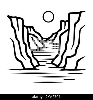 canyon icon or modern line symbol. Vector line art and icon design with bold outline. Black and white Pixel Perfect minimalistic symbol isolated white Stock Vector