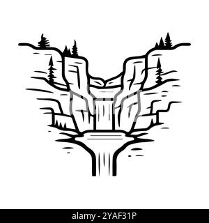 canyon icon or modern line symbol. Vector line art and icon design with bold outline. Black and white Pixel Perfect minimalistic symbol isolated white Stock Vector