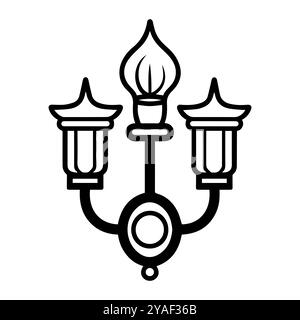 sconce icon or modern line symbol. Vector line art and icon design with bold outline. Black and white Pixel Perfect minimalistic symbol isolated white Stock Vector
