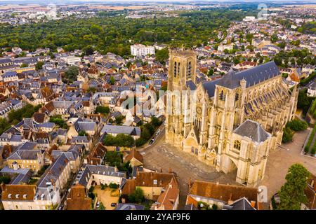 Aerial view of Bourges overlooking Gothic Cathedral, France Stock Photo ...