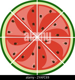 Watermelon slices illustration. Flat vector illustration of watermelon slices Stock Vector