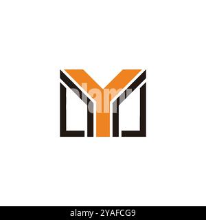 letter my stripes colorful outline geometric logo vector Stock Vector