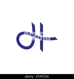 letter dh ribbon simple overlapping logo vector Stock Vector