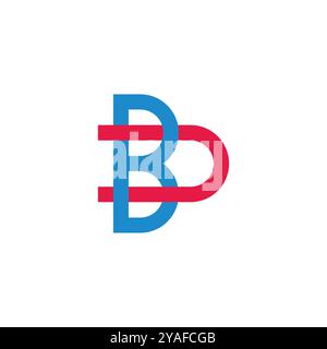 letters bd simple colorful overlapping lines logo vector Stock Vector