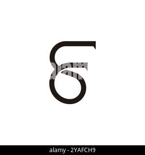 letter sf linked curves overlap simple logo vector Stock Vector