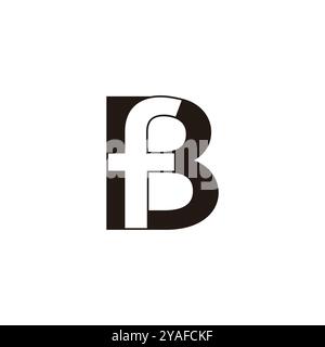 letter bf simple geometric negative space logo vector Stock Vector
