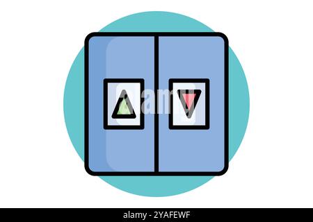 Elevator icon. colored outline icon style. up and down arrow. icon related to reception. hotel elements vector illustration Stock Vector