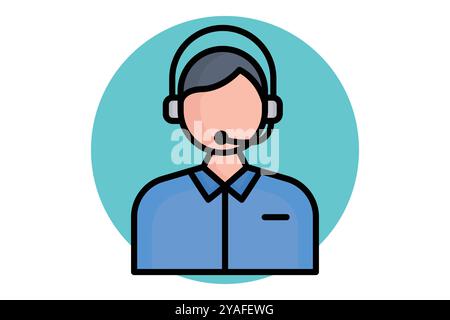 Assistance icon. colored outline icon style. person with headphone. icon related to reception. hotel elements vector illustration Stock Vector