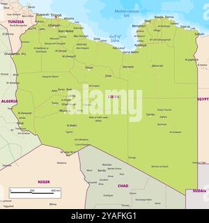 Simple political map of Libya Stock Vector