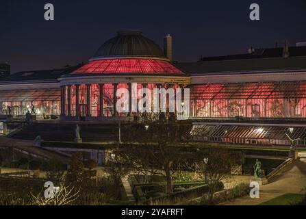 Sint-Joost-ten-Noode, Brussels, Belgium, 11 26 2017: The botanical gardens and glasshouses at dusk, Europe Stock Photo