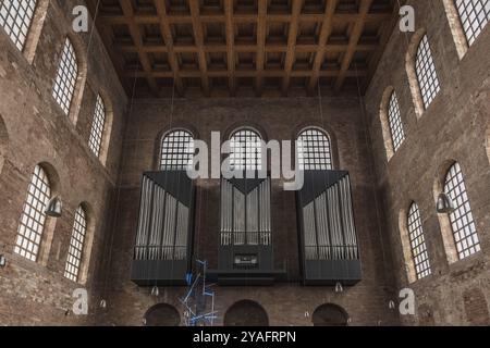 Trier, Rhineland-Palatinate Germany, 04 15 2019, The symmetric interior design of the Basilica of Constantine, Aula Palatina facing south Stock Photo