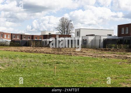 Echt, Limburg, The Netherlands, 04 07 2022, Contemporary real estate houses with green backyards, Europe Stock Photo