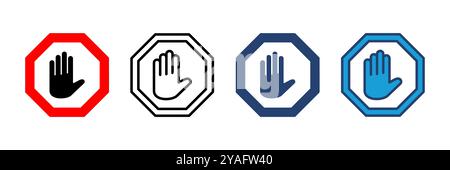 Stop icon vector. stop road sign. hand stop icon vector Stock Vector