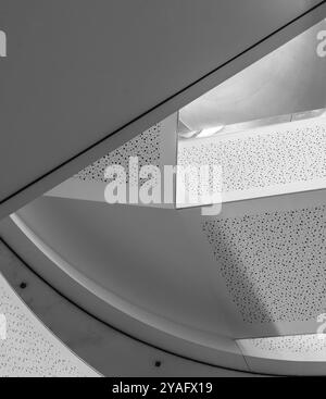 Auderghem, Brussels, Belgium, 02 18 2019: Abstract lines and shapes of a staircase in the CHIREC hospital, Europe Stock Photo