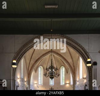 Norg, Drenthe, The Netherlands, 07 20 2022, Interior design with arches of the calvinist Margaretha church, Europe Stock Photo