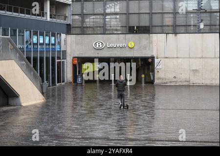 Kessel-Lo, Flemish Brabant, Belgium, Feb 11 2023, Entrance and square of the railway station, Europe Stock Photo