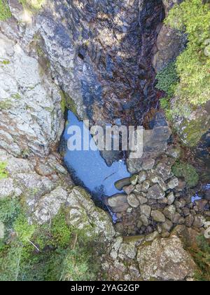 Kondalilla Falls in Kondalilla National Park on a warm sunny winter's day near Montville in Queensland, Australia, Oceania Stock Photo