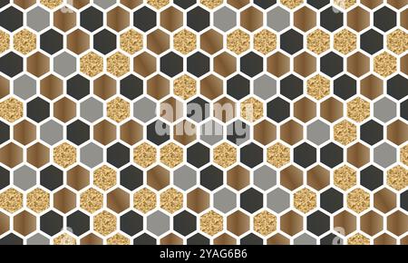 Abstract luxury gold hexagonal background Stock Vector