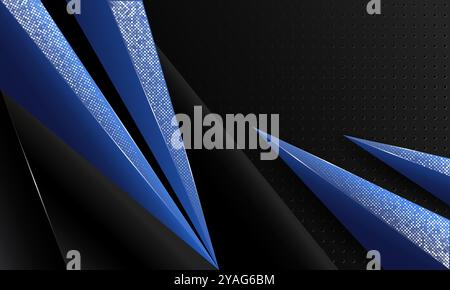 Modern dark luxury abstract background with shining triangles. Stock Vector