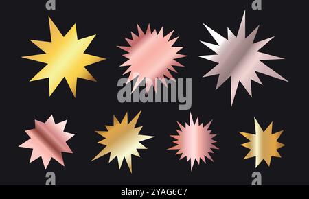 Starburst badges set with golden gradient Stock Vector
