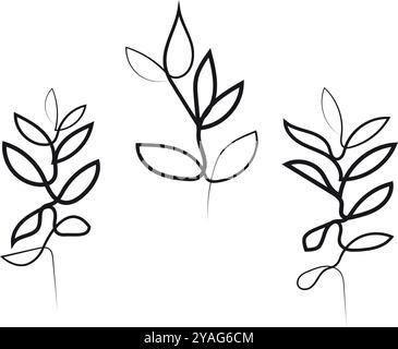 Continuous line botanical art. Stock Vector