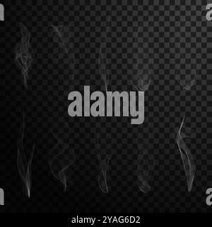 Realistic transparent smoke or steam set. Stock Vector