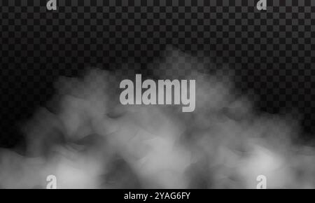 White fog or smoke isolated on dark transparent background Stock Vector