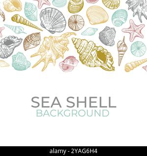 Sea shells vector background Stock Vector