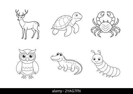 six animal icon silhouette vector illustration Stock Vector