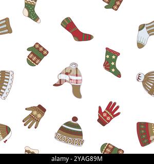 Holiday Socks and Sweaters Pattern Stock Vector