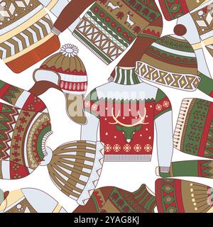 Seamless Pattern Winter Sweaters Green Stock Vector