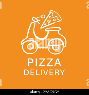 Pizza Delivery Service Logo Sketch Design Template Stock Vector