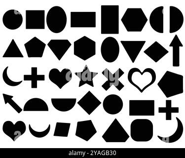 Set of geometric shapes, vector geometry is not possible. Element for abstract paintings for logo illustrations on white background. Icon Stock Vector