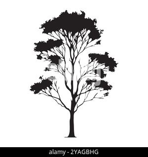 Tree silhouettes of different types and shapes isolated on white background. Vector illustration. Stock Vector