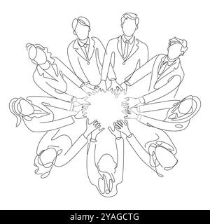 Continuous line drawing of a group of friends Enjoying, Company colleagues stand with confident expression vector illustration Stock Vector