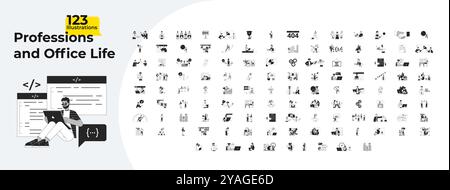 Professional lifestyle outline illustrations mega bundle Stock Vector
