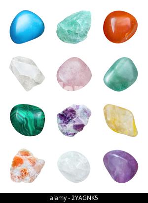 Various Gemstones isolated on white background Stock Photo