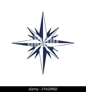 Traditional sign of wind rose isolated on white. Vector EPS10 graphic. Stock Vector