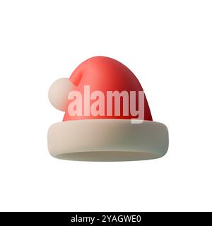 3D cartoon depiction of hat Santa Claus. Christmas-themed designs. Minimalist style, suitable for holiday designs, cards, or New Year projects. Vector Stock Vector