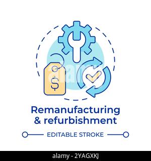 Remanufacturing and refurbishment multi color concept icon Stock Vector