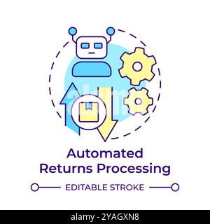 Automated returns processing multi color concept icon Stock Vector