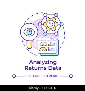 Analyzing returns data multi color concept icon Stock Vector