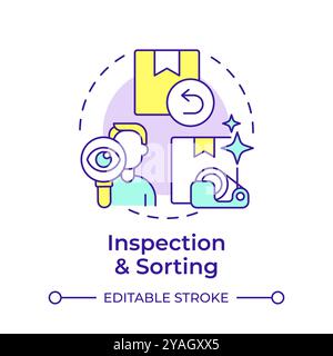 Inspection and sorting multi color concept icon Stock Vector