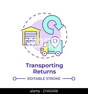 Transporting returns multi color concept icon Stock Vector